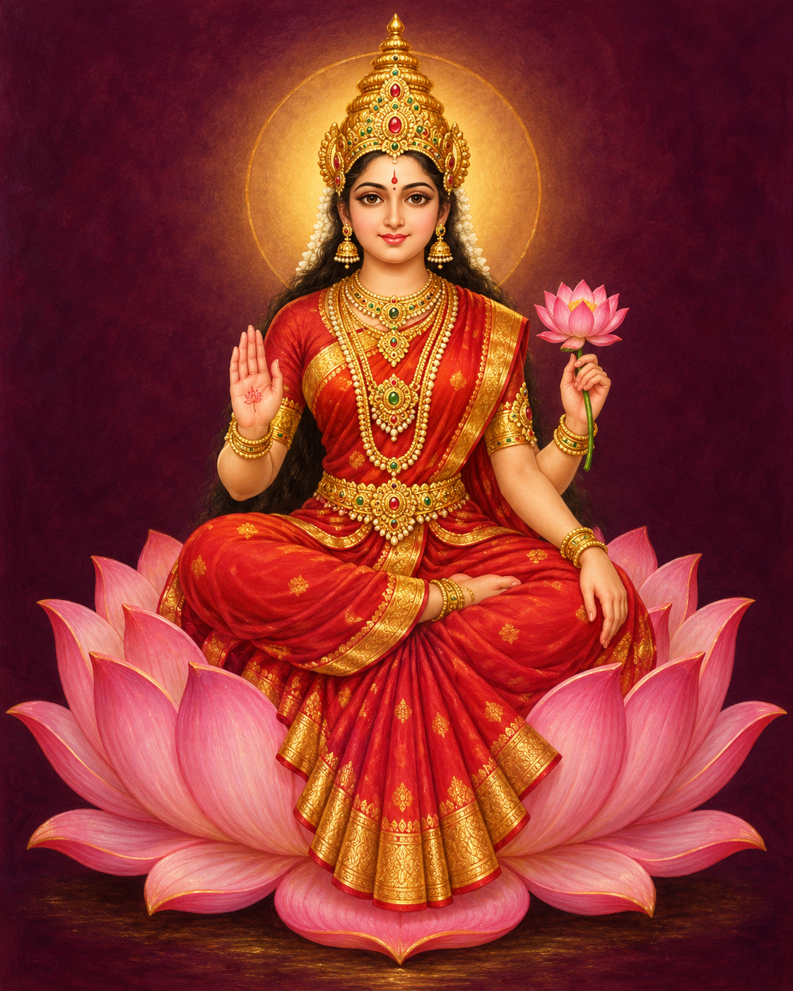 AI-created symbolic illustration of Sri Abirami Amman; not a photograph of the temple idol